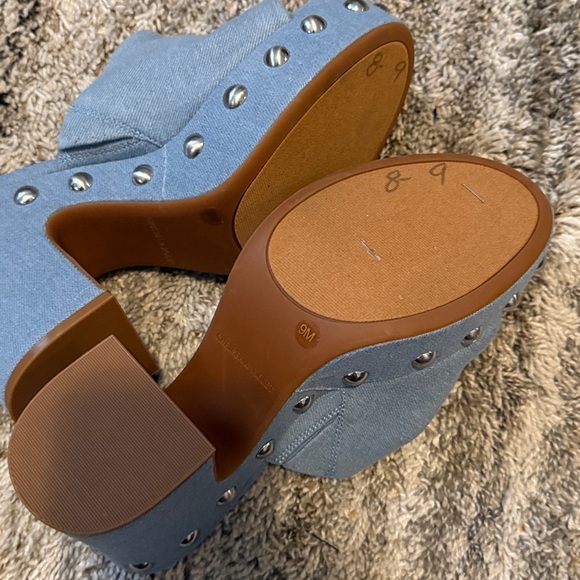 Chelsea & Violet Light Blue Studded Mules - Picture 4 of 6
